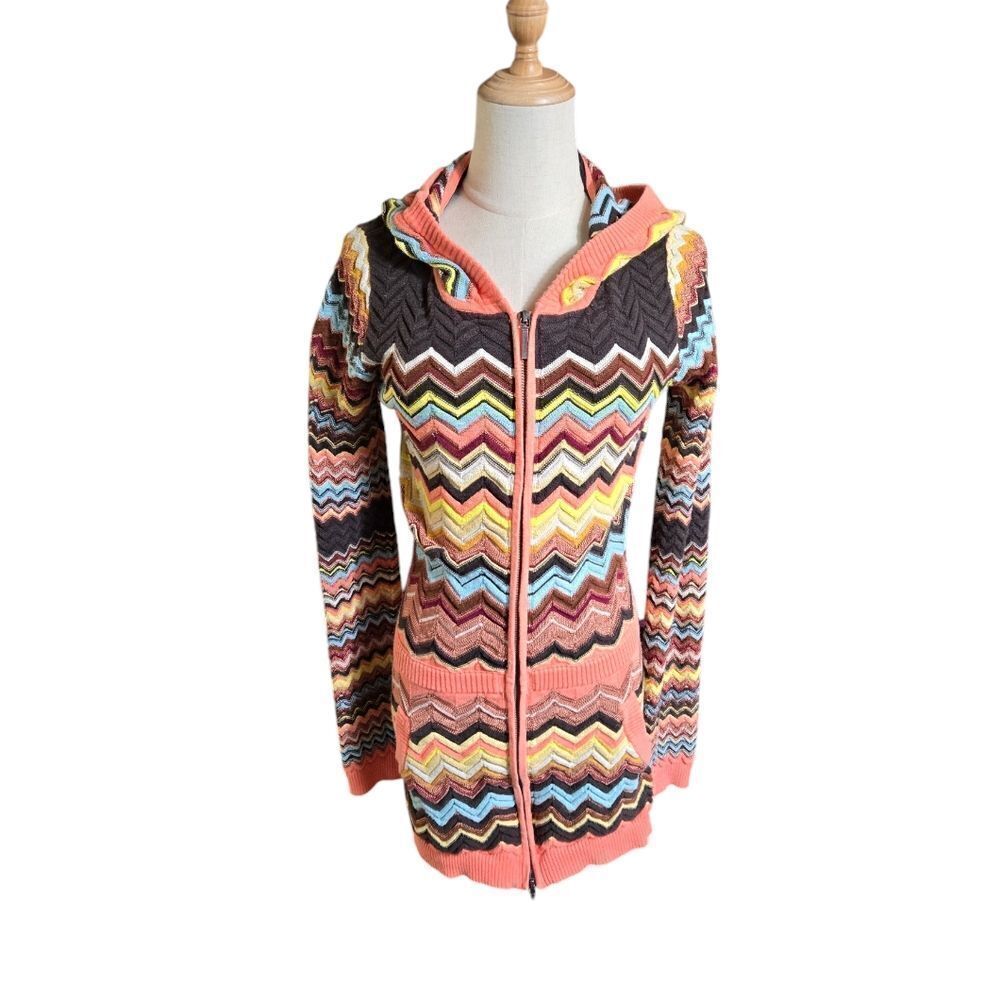 Missoni for Target Coral Trim Multicolor Zigzag Knit Mini Dress
